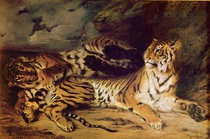 Giovane tigre che gioca con sua madre, 1830